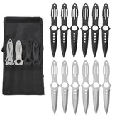 THROWFUN 6/12 Pack 9Cr17 stainless steel- 7.95''(length) 0.11''(thick) , throwing knives set  Full-Tang Throwing Set, with Nylon Sheath for Competition and Recreation Black/Silvery Darts-FB-YF028